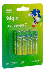 PILHA ALCALINA AAA ELGIN 8 UNIDADES
