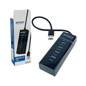 HUB 4 PORTAS USB 2.0 EXBOM PRETO