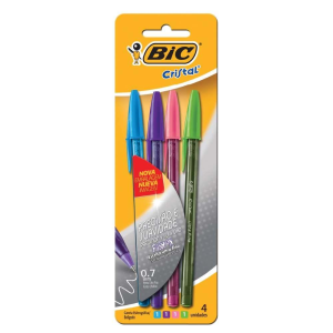 CANETA BIC CRISTAL 0.7MM 4CORES