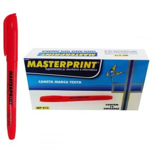 Caneta Marca Texto Vermelha Masterprint MP612 Caixa 12 unidades