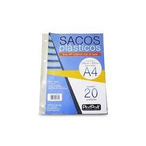 Saco Plastico A4 4 Furos Pacote 20Folhas Plastpark